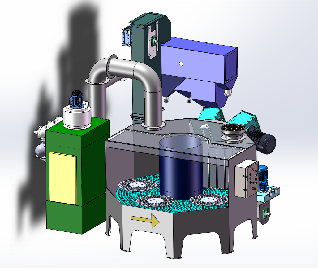 Double Rotary Table Design - CAD 2 - Rotary Table Shot Blasting Machine 3D Design Custom Rotary Table Shot Blasting Machine CAD Model: Double Rotary Table Design - CAD 2 by Jinwo Machinery