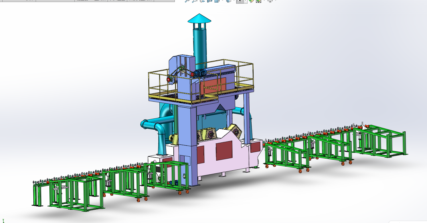 Custom Steel Pipe External Surface Shot Blasting Machine 3D Rendering 1 by Jinwo Machinery