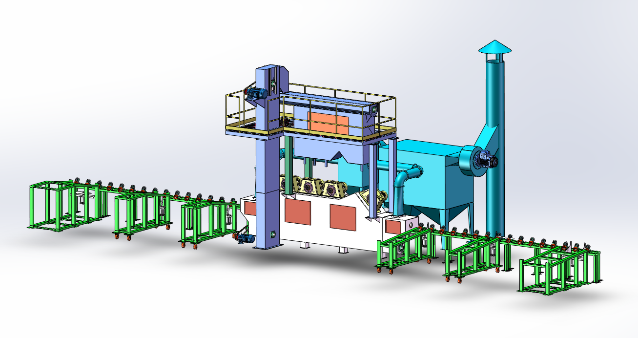 Custom Steel Pipe External Surface Shot Blasting Machine 3D Rendering 2 by Jinwo Machinery