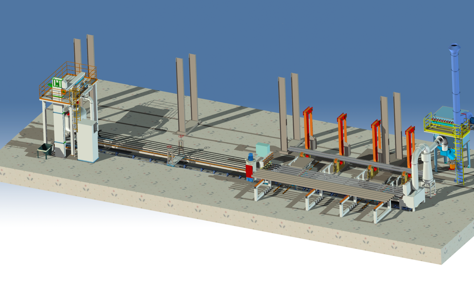 Oil Casing Pipes - Middle East - Steel Pipe Internal Surface Sand Blasting Machine Industrial Application Jinwo Machinery Success Case: Oil Casing Pipes - Middle East - Custom Steel Pipe Internal Surface Sand Blasting Solution